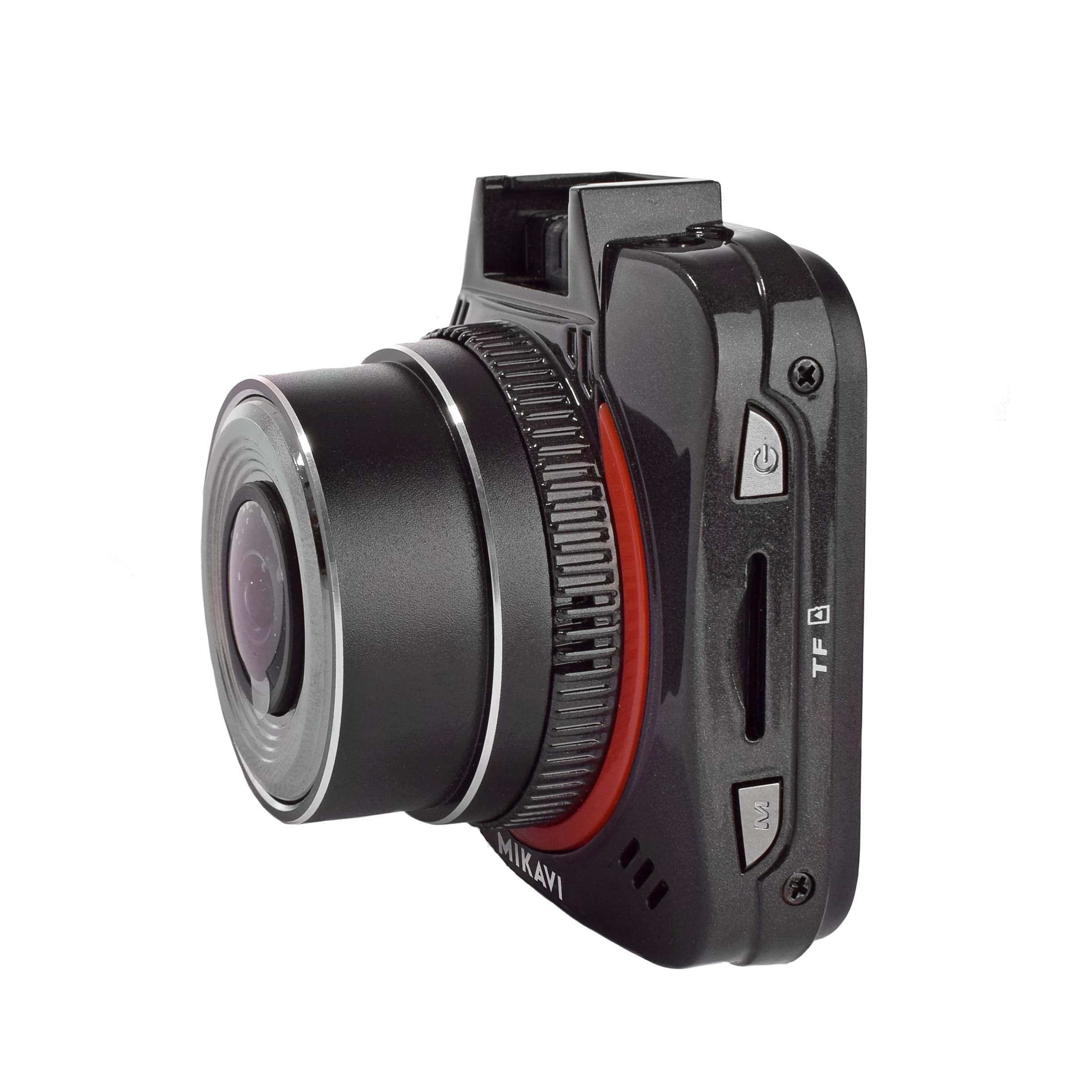 Mikavi PQ1 widok z boku z przyciskiem zasilania i slotem na kartę microSD