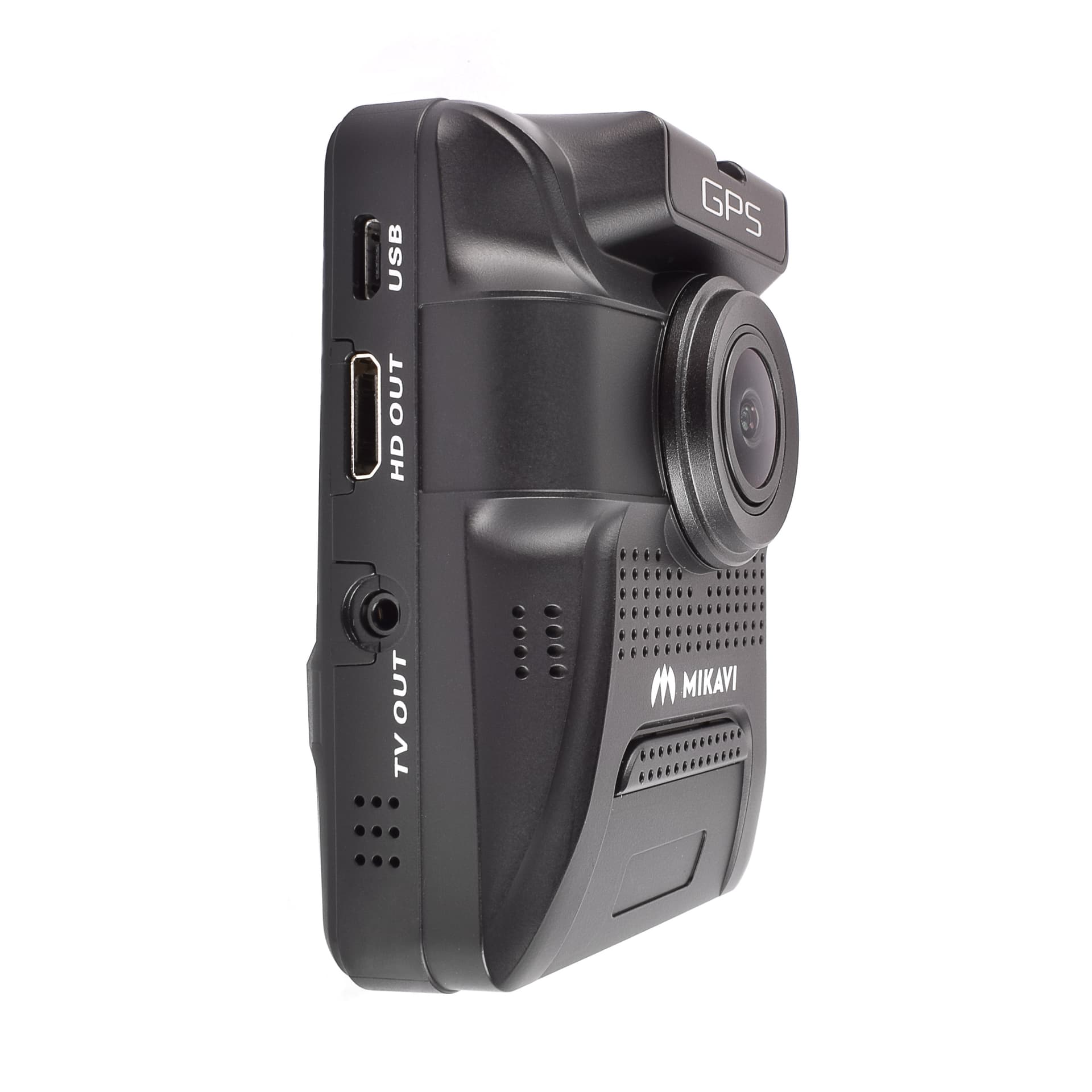 Mikavi PQ2 widok z boku z portami USB, HD OUT i TV OUT oraz modułem GPS