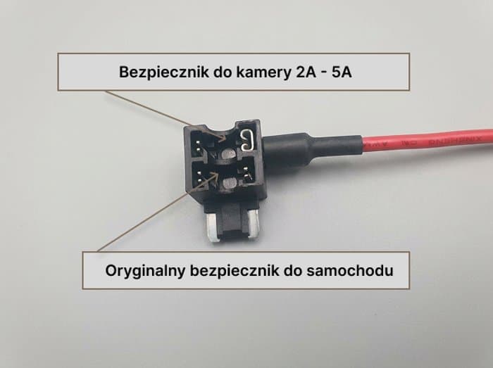 Przejściówka bypass Low Profile Mini — bezpiecznik do kamery i oryginalny bezpiecznik samochodu