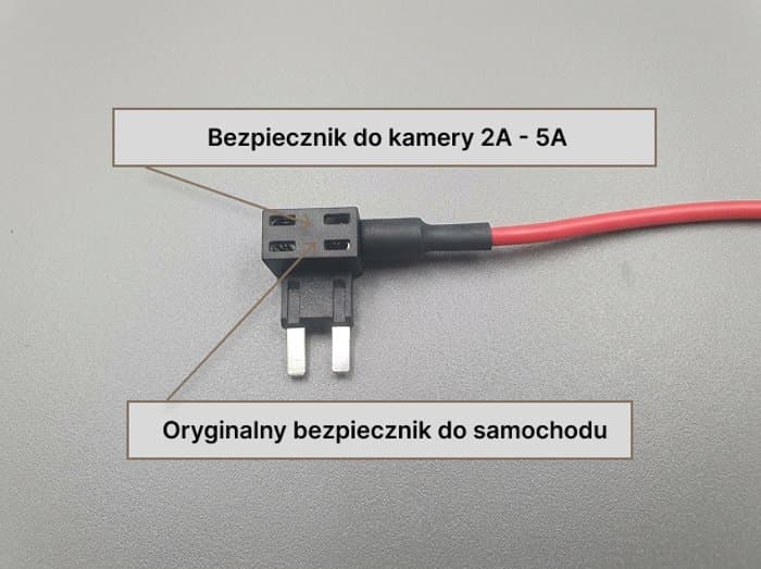 Przejściówka bypass Mini — bezpiecznik do kamery i oryginalny bezpiecznik samochodu