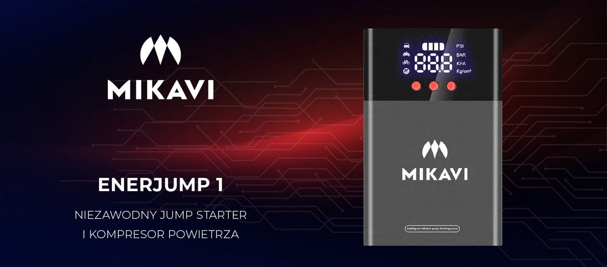 Mikavi EnerJump 1 - jump starter z kompresorem i akcesoriami