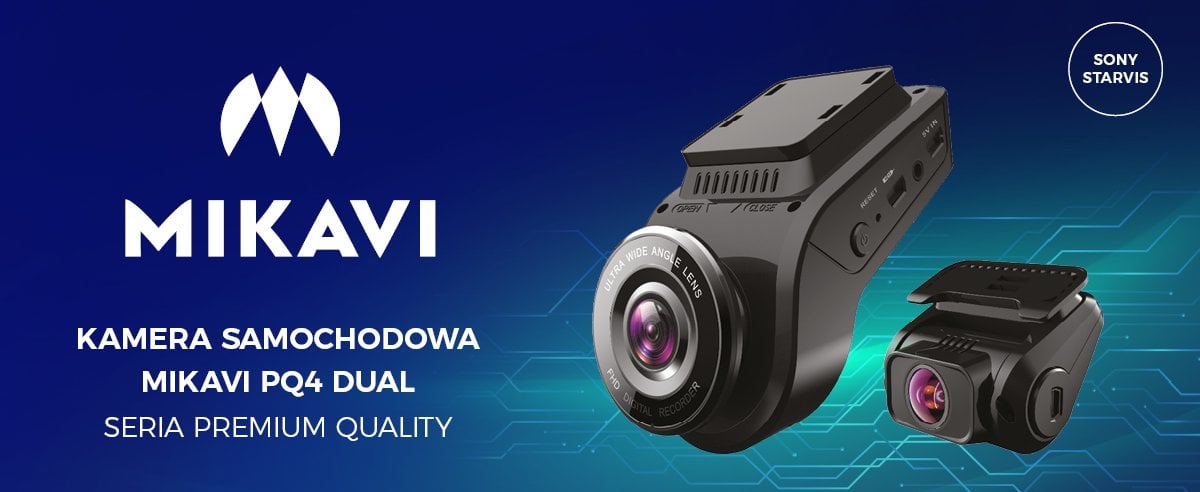 Mikavi PQ4 Dual - zestaw dwoch kamer samochodowych Full HD do nagrywania przodu i tylu pojazdu