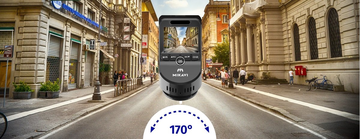 Szeroki kąt widzenia 170 stopni kamery samochodowej Mikavi PQ4 Dual - rejestracja obu pasów jezdni