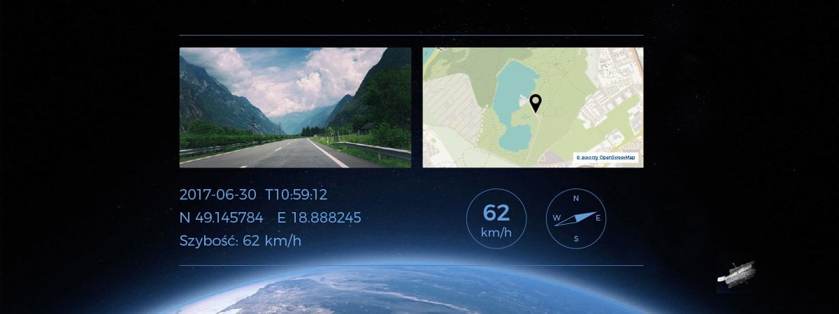 Mikavi PQ6 3CH - wbudowany GPS z rejestracją trasy, wspolrzednych i predkosci pojazdu