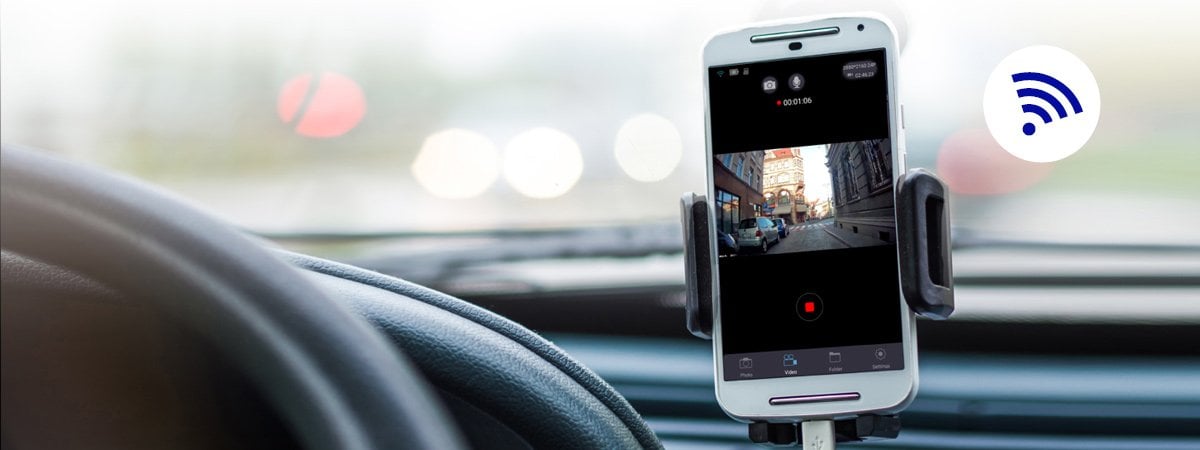 Mikavi PQ7 4CH - aplikacja mobilna WiFi z podgladem obrazu z kamery na smartfonie w samochodzie