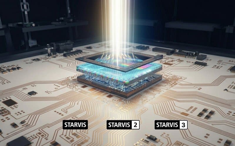 Matryca Sony STARVIS — trzy generacje sensora CMOS: STARVIS, STARVIS 2, STARVIS 3 na płytce PCB
