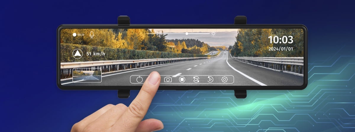 Dotykowa obsługa wideorejestratora Mikavi PQ5 PRO 4K - ekran 11 cali